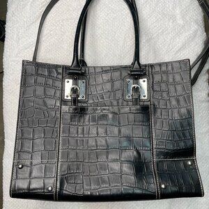 Wilson Leather Snake Skin Embossed Leather Over Sized Bag